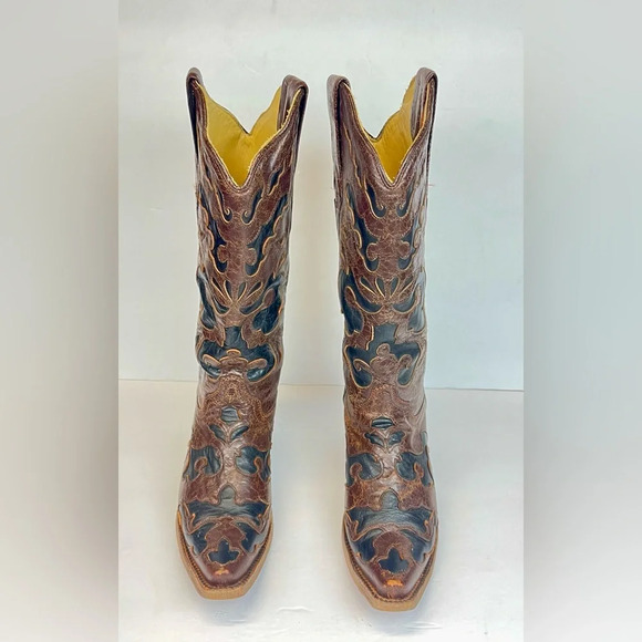 Corral Snip Toe Leather Western Cowboy Boots Brown C1957 Women's Size 7.5M - Picture 8 of 10